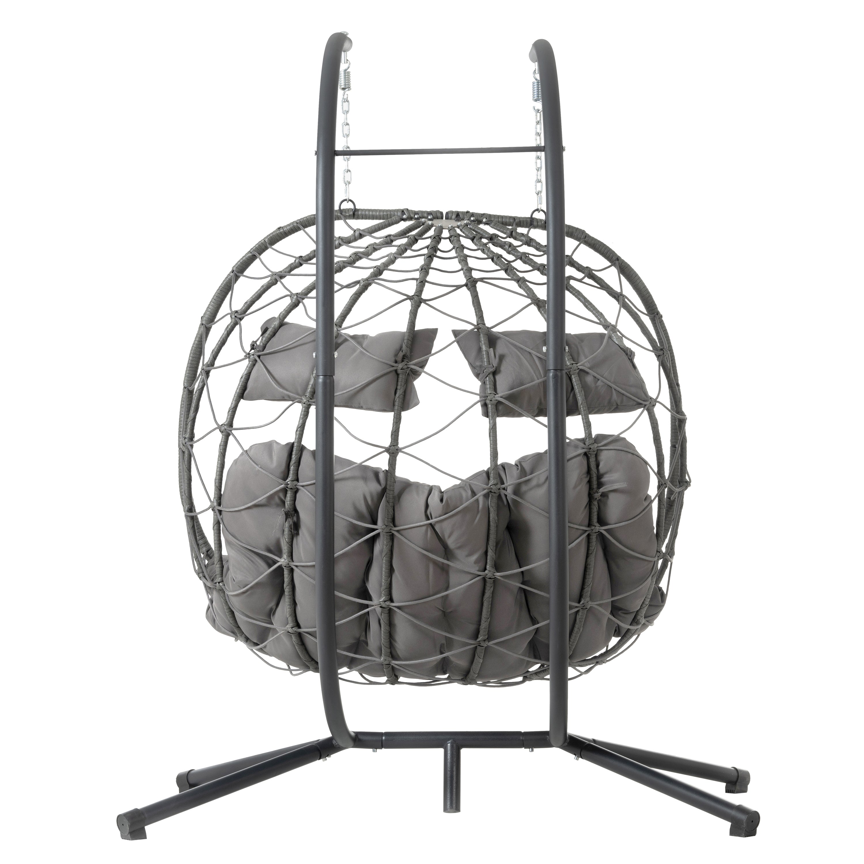 2 Persons Egg Chair with Stand Indoor Outdoor Swing Chair Patio Wicker Hanging Egg Chair Hanging Basket Chair with Stand for Bedroom Living Room Balcony