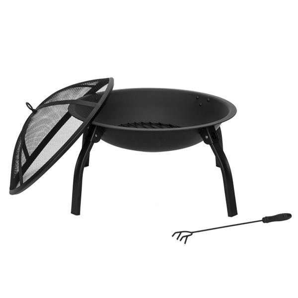 22" Four - legged Folding Iron Brazier Wood Burning Fire Pit Decoration for Backyard Poolside