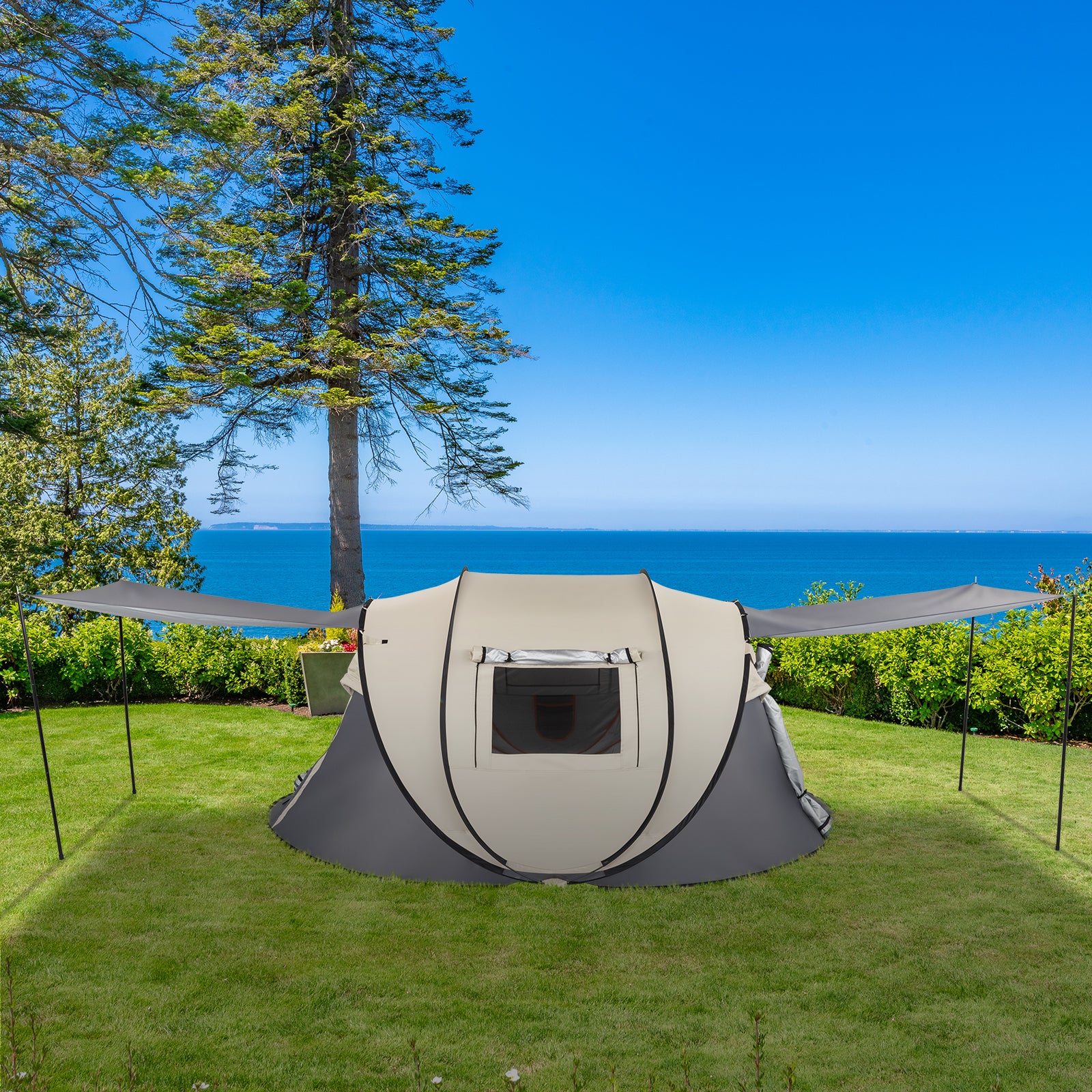 Camping Tent, 4 Person Pop Up,Easy Setup For Camping/Hiking/Fishing/Beach/Outdoor,Etc