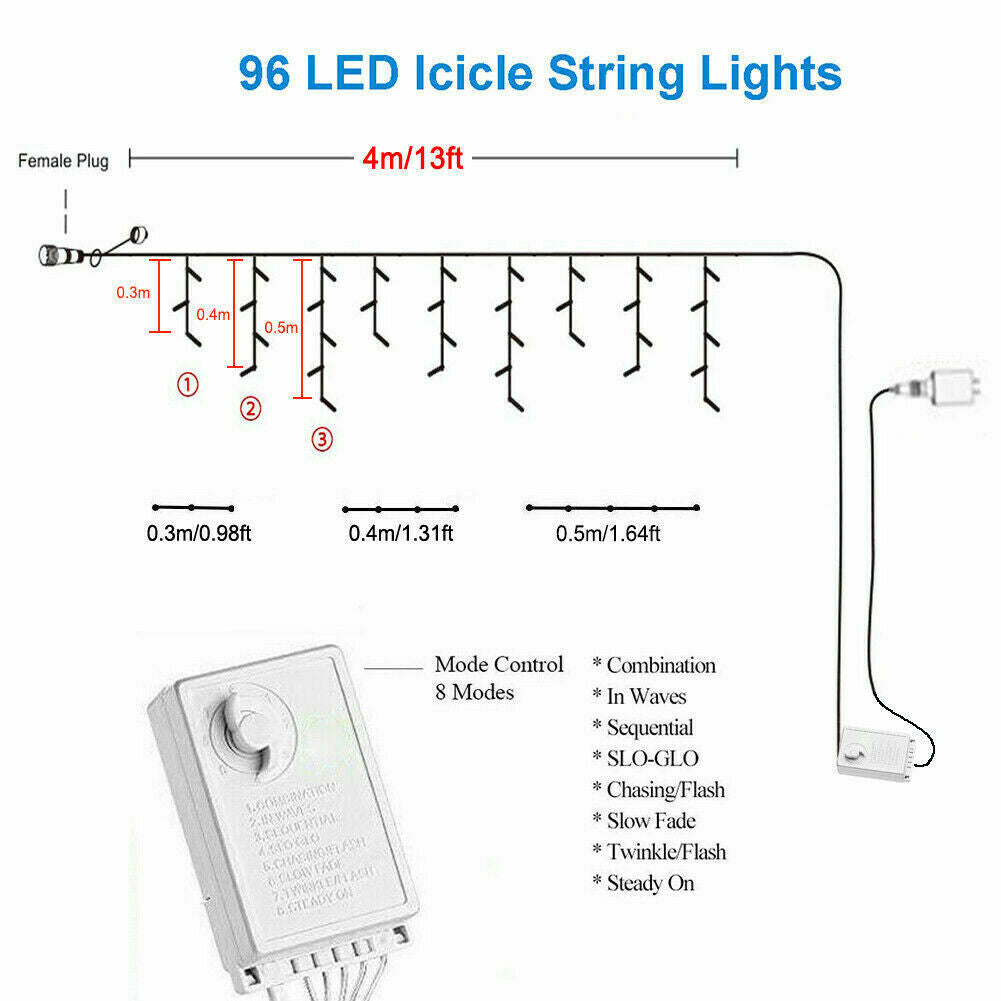 Curtain Icicle Lights Wedding Party LED Fairy Christmas Indoor Outdoor(tk/temu self-pickup orders)