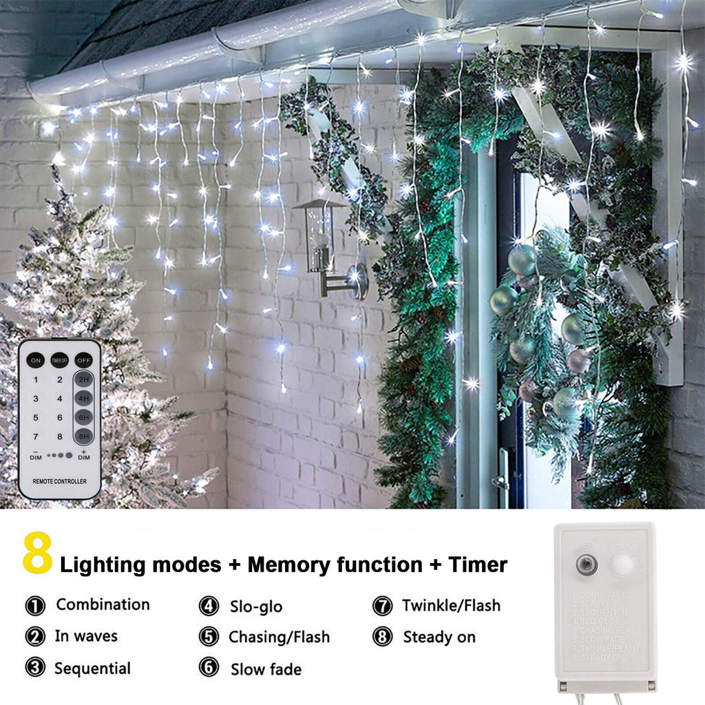 Curtain Icicle Lights Wedding Party LED Fairy Christmas Indoor Outdoor(tk/temu self-pickup orders)