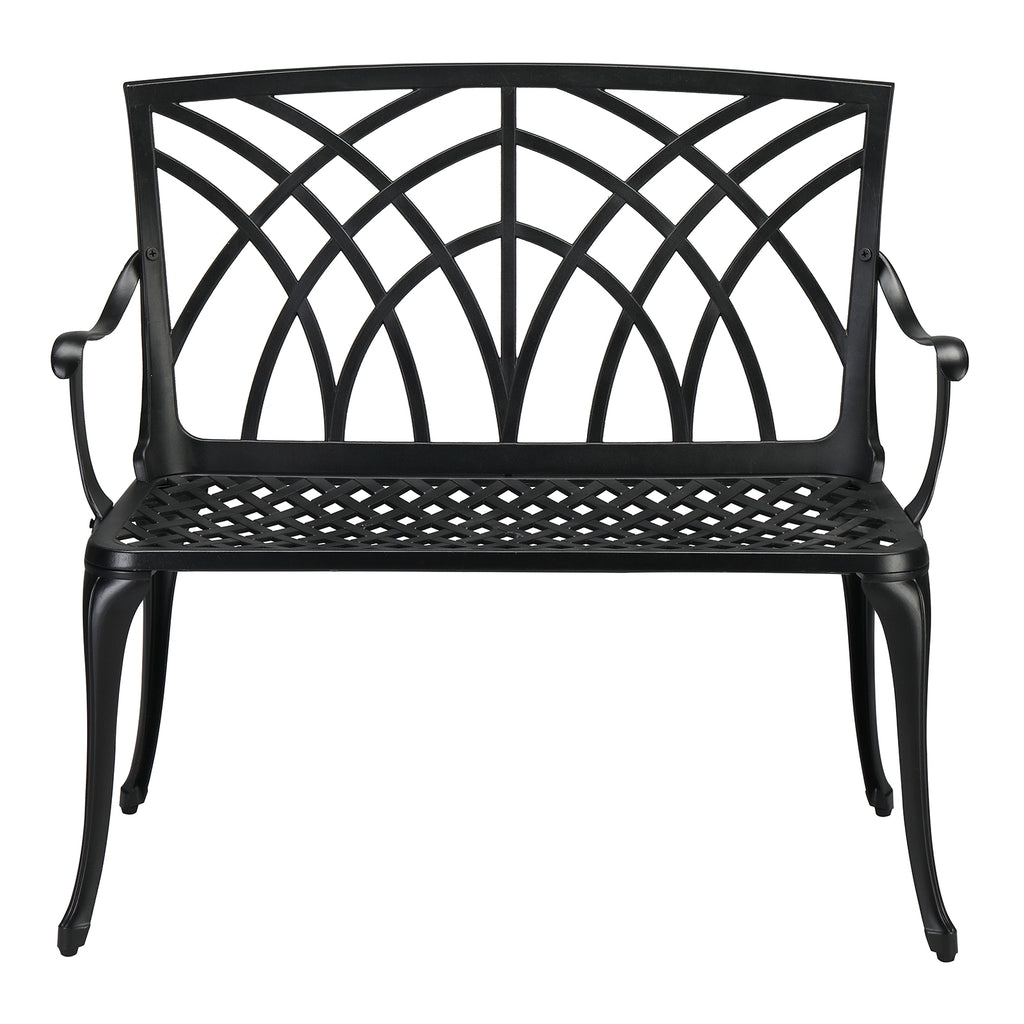 38in Outdoor Orchid Back  Aluminum Bench Black