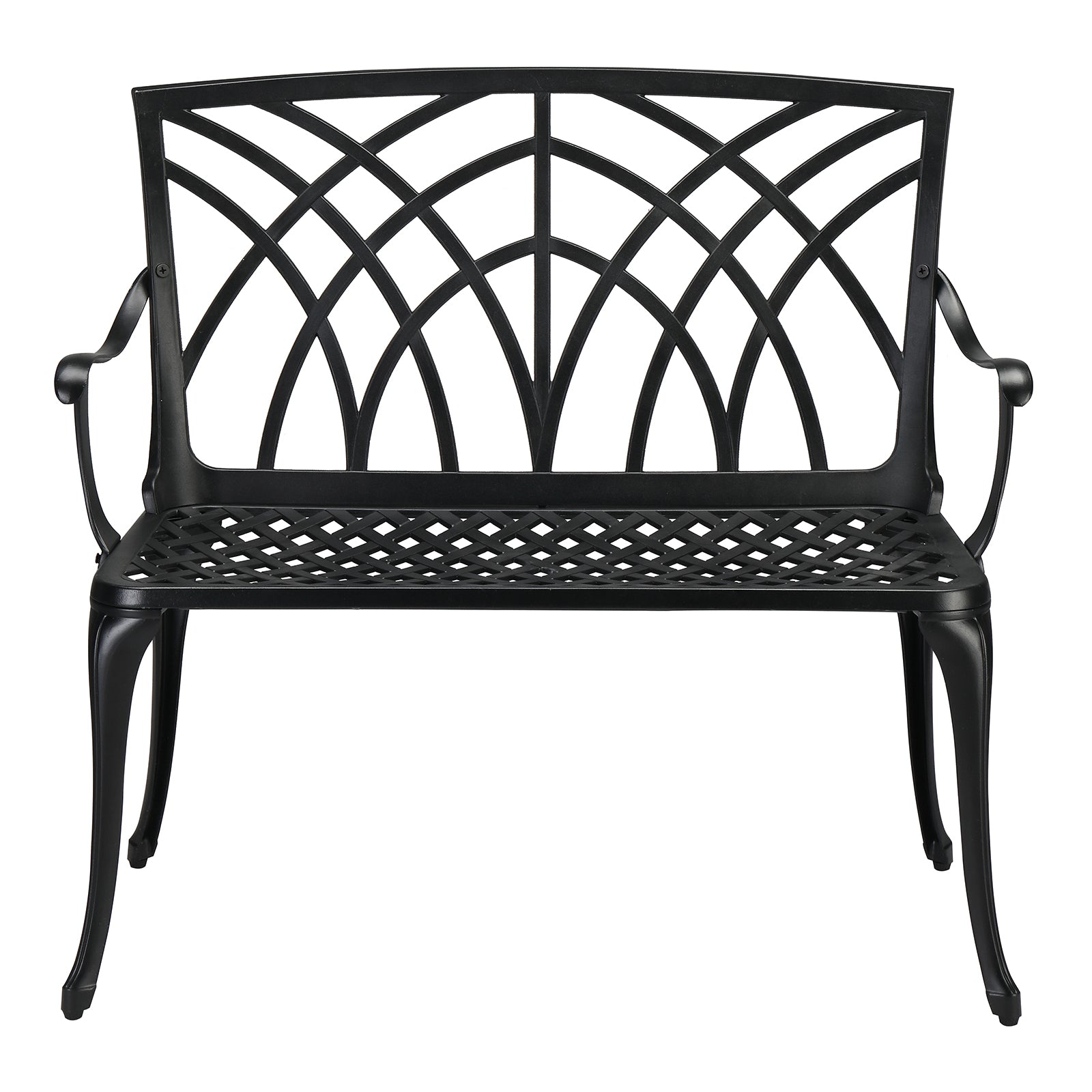 38in Outdoor Orchid Back  Aluminum Bench Black