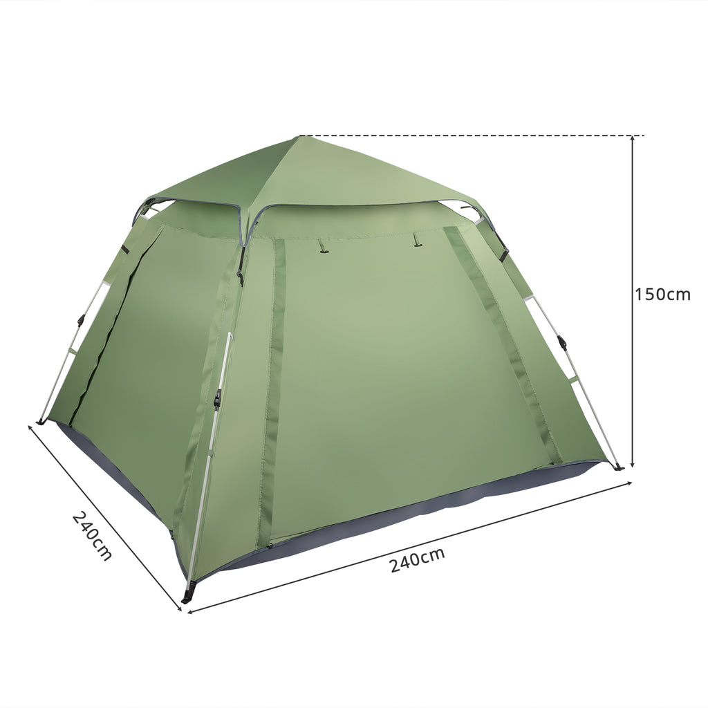 240*240*150cm Spring Quick Open Four-Person Family Tent Camping Tent Green