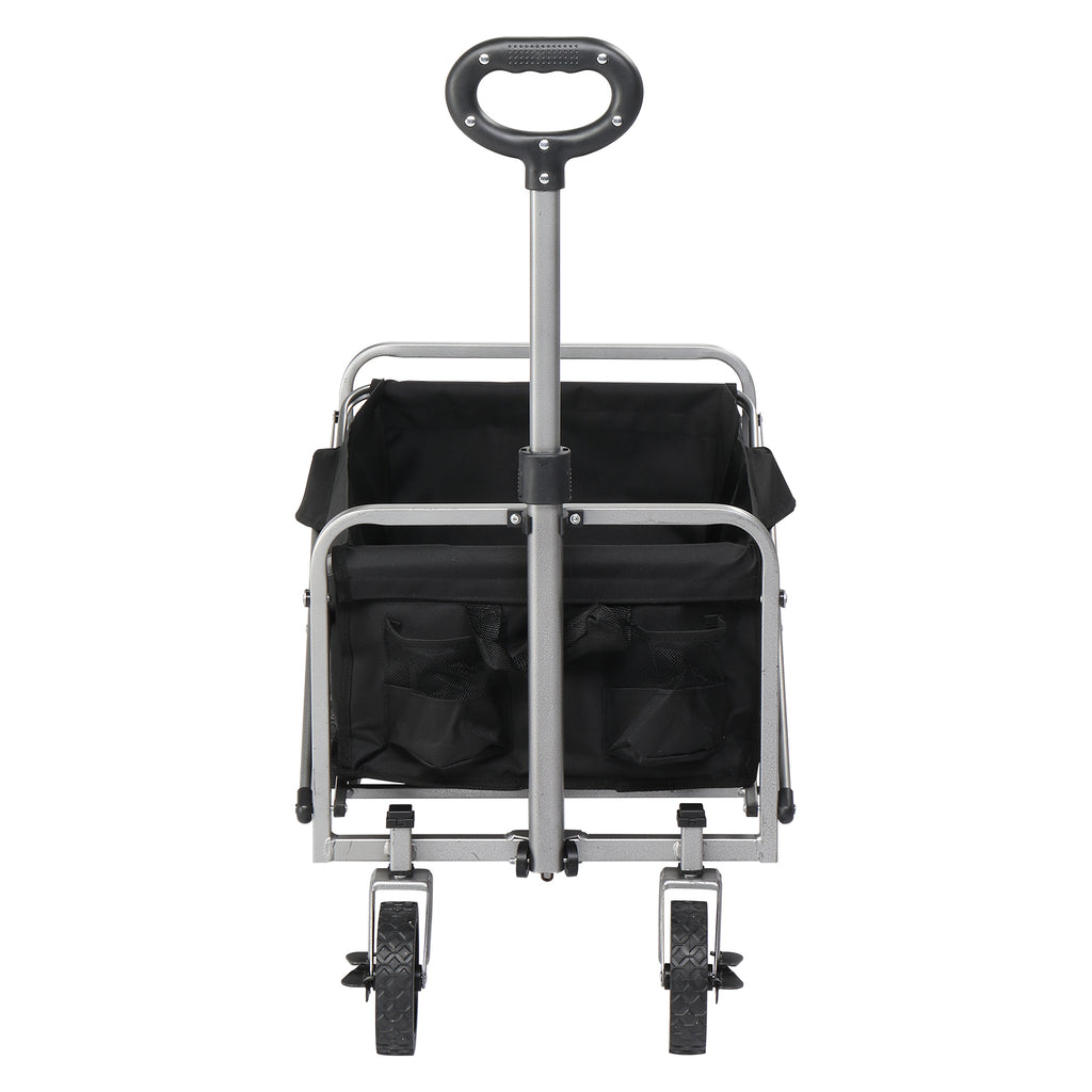 74.5*45.5*84cm 100kg 600d Oxford Cloth Steel Frame Flat Folding Style Black Cloth Silver Frame Garden Folding Cart