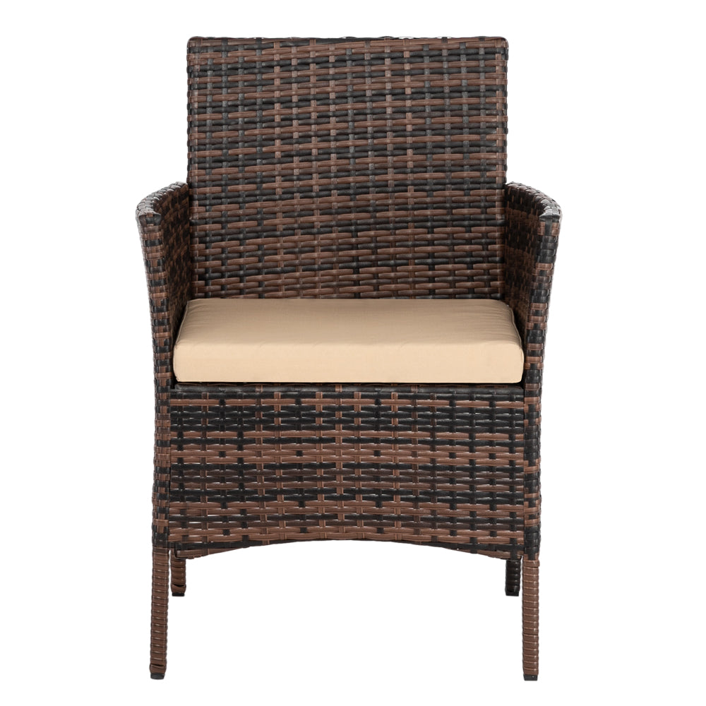 2pcs Arm Chairs 1pc Love Seat & Tempered Glass Coffee Table Rattan Sofa Set Brown Gradient（SAME AS 45313116）