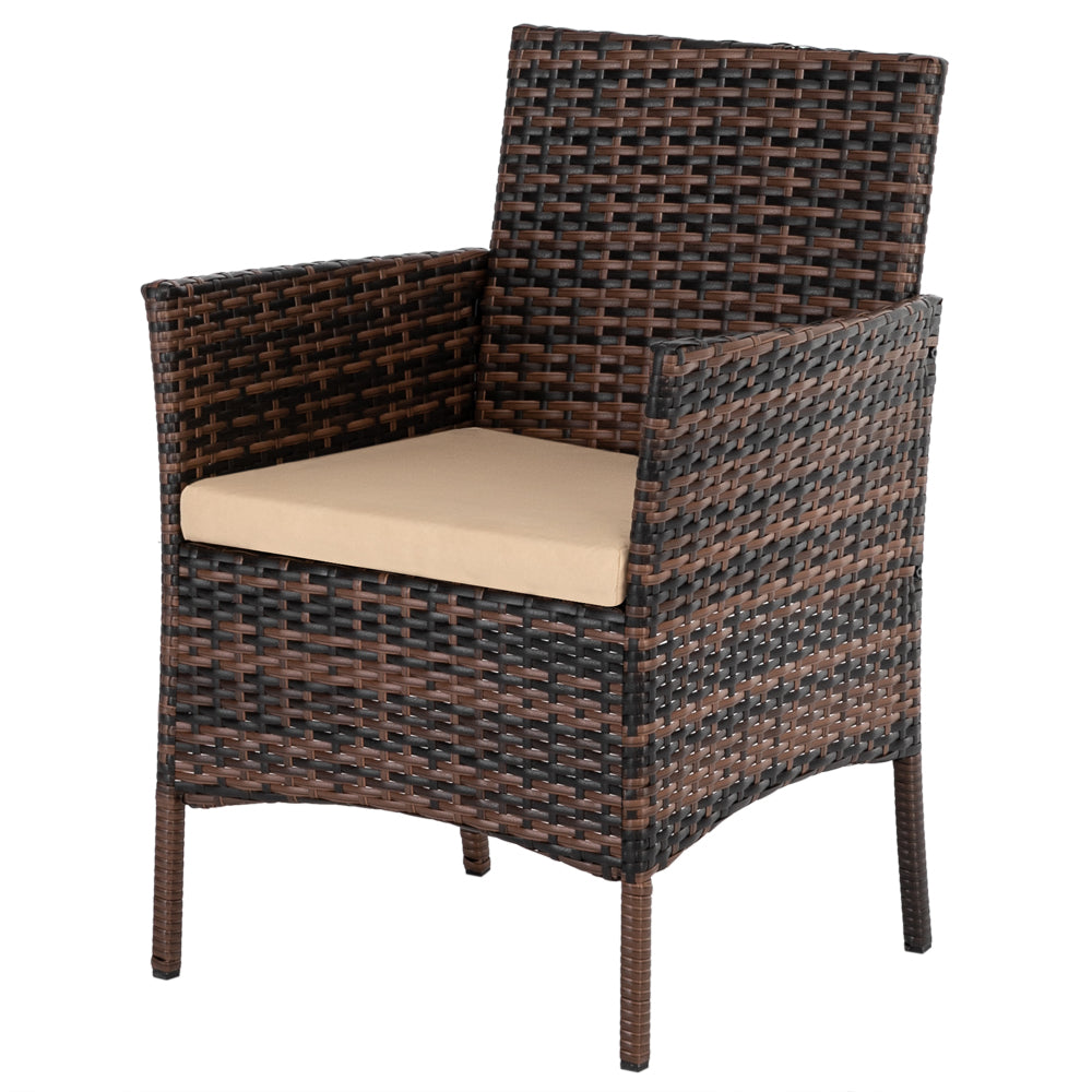2pcs Arm Chairs 1pc Love Seat & Tempered Glass Coffee Table Rattan Sofa Set Brown Gradient（SAME AS 45313116）