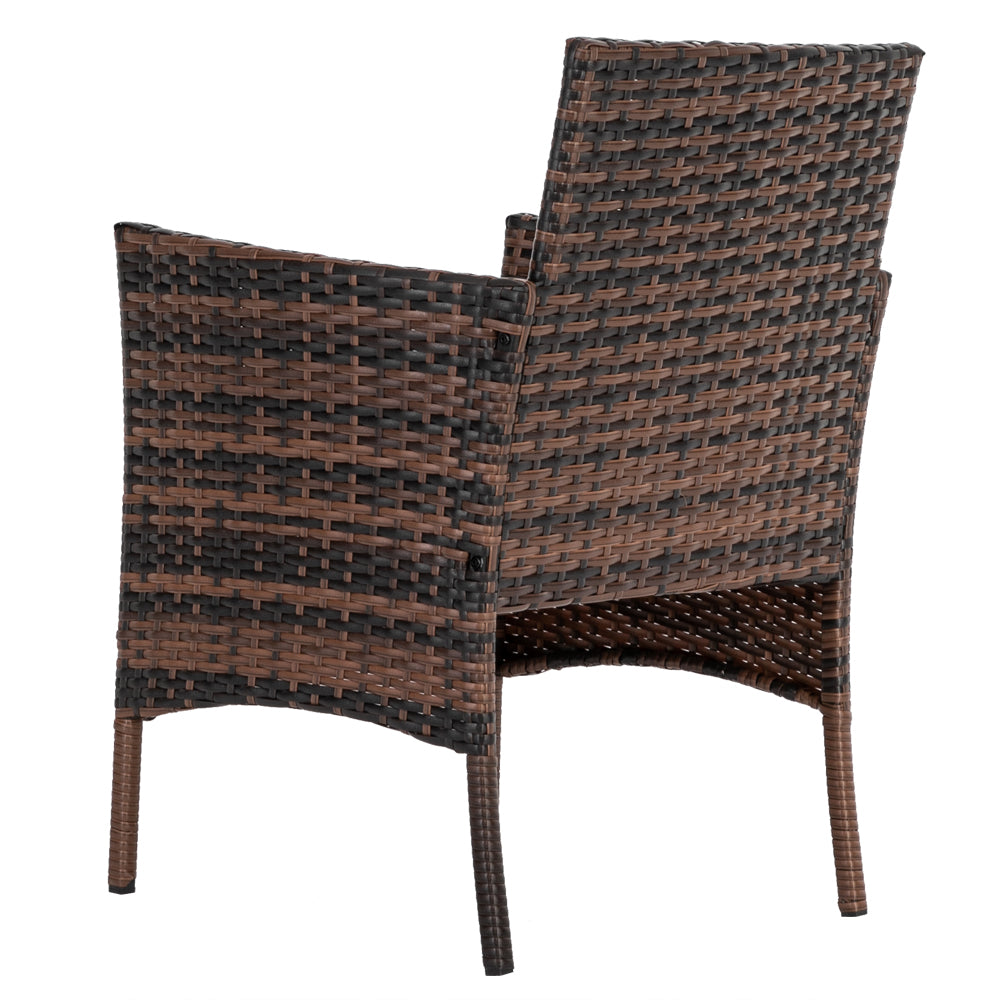 2pcs Arm Chairs 1pc Love Seat & Tempered Glass Coffee Table Rattan Sofa Set Brown Gradient（SAME AS 45313116）