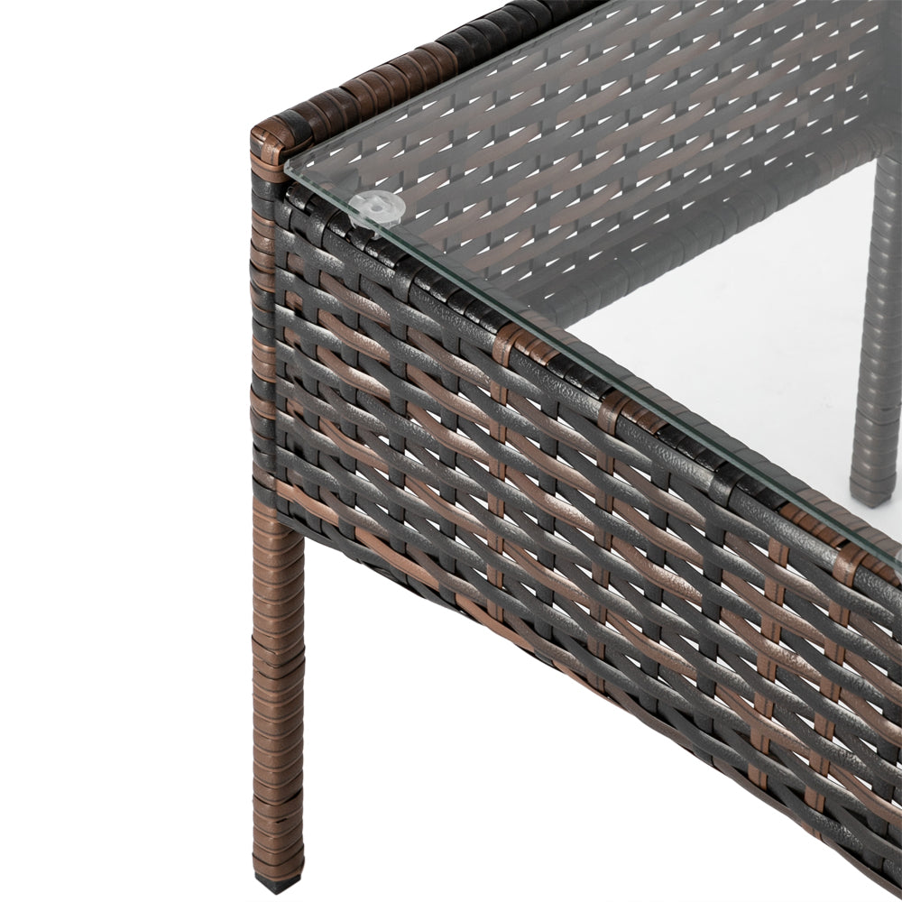 2pcs Arm Chairs 1pc Love Seat & Tempered Glass Coffee Table Rattan Sofa Set Brown Gradient（SAME AS 45313116）