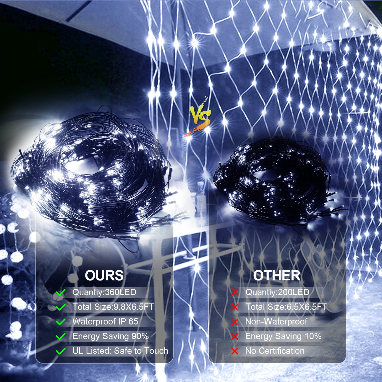9.8*6.5FT Christmas Mesh Net Light,360 LED Net Light with 8 Modes&Remote,Connectable Net String Christmas Lights for Garden/Bushes/Indoor Outdoor/Curtain/Fairy/Wall/Party/Wedding/Xmas Tree Decorations