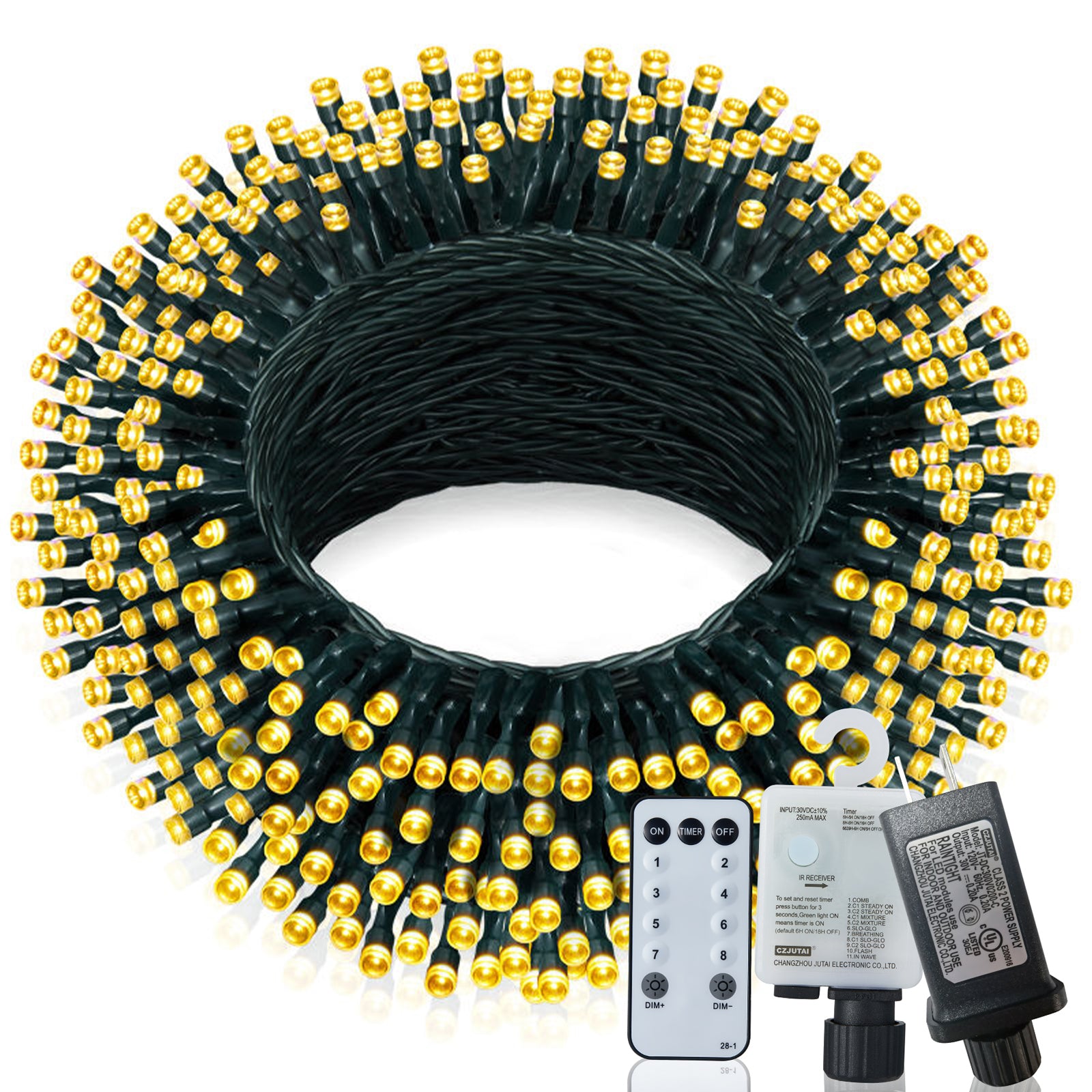 Christmas Lights Outdoor, 197 FT 580 LED Christmas Decorations Lights/Waterproof String Fairy Lights Plug in with 8 Modes and Timer Lights for Door/Yard/Party/Christmas Decor
