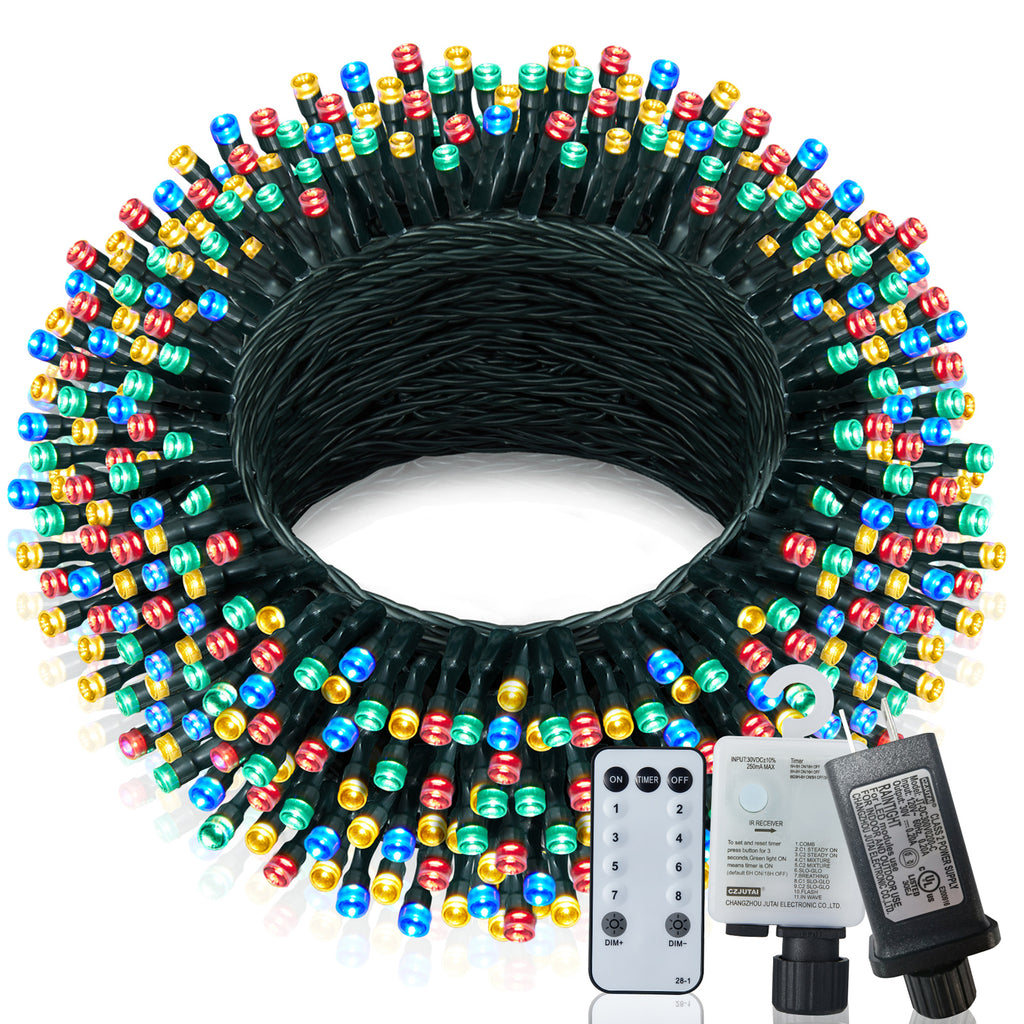 Christmas Lights Outdoor, 197 FT 580 LED Christmas Decorations Lights/Waterproof String Fairy Lights Plug in with 8 Modes and Timer Lights for Door/Yard/Party/Christmas Decor