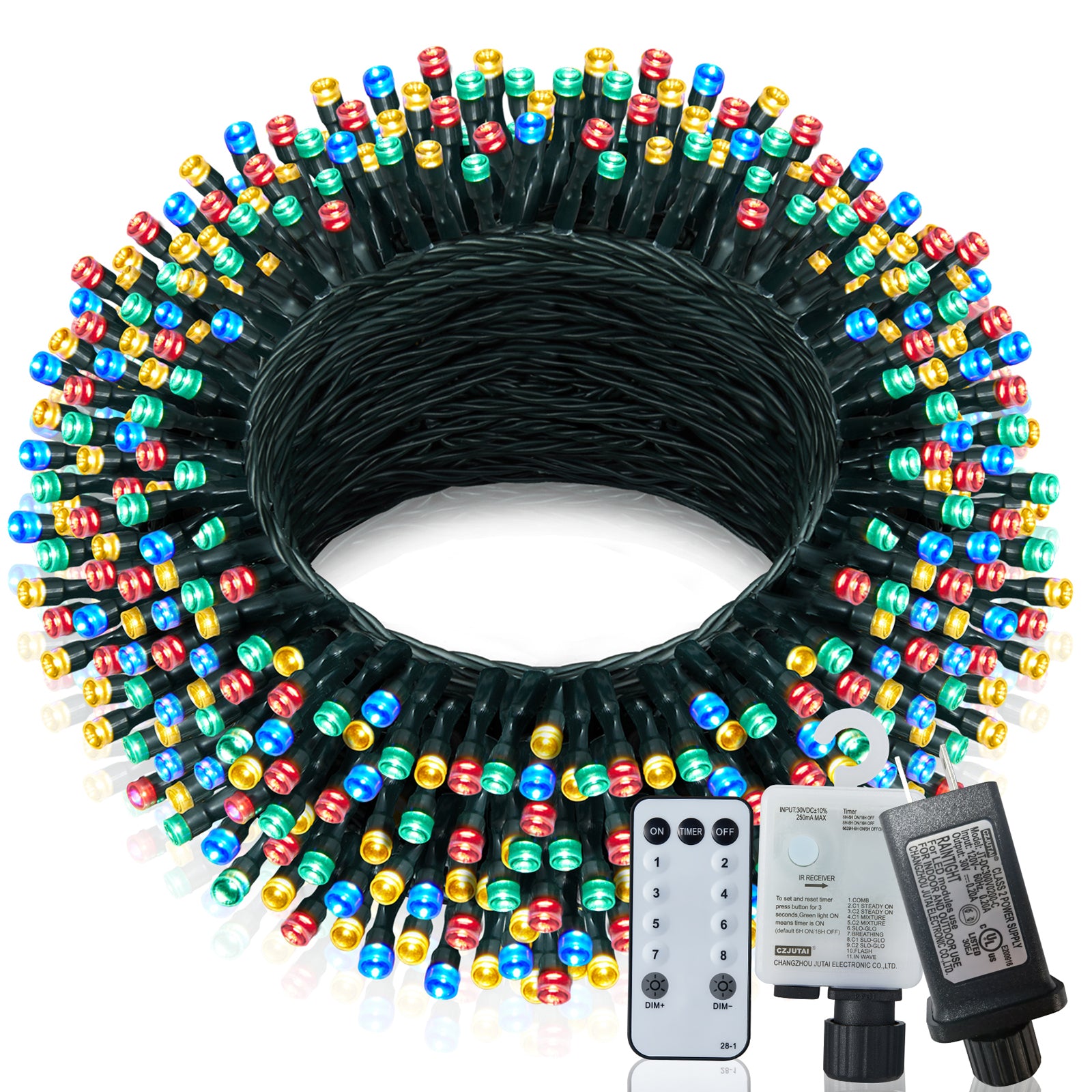 Christmas Lights Outdoor, 197 FT 580 LED Christmas Decorations Lights/Waterproof String Fairy Lights Plug in with 8 Modes and Timer Lights for Door/Yard/Party/Christmas Decor