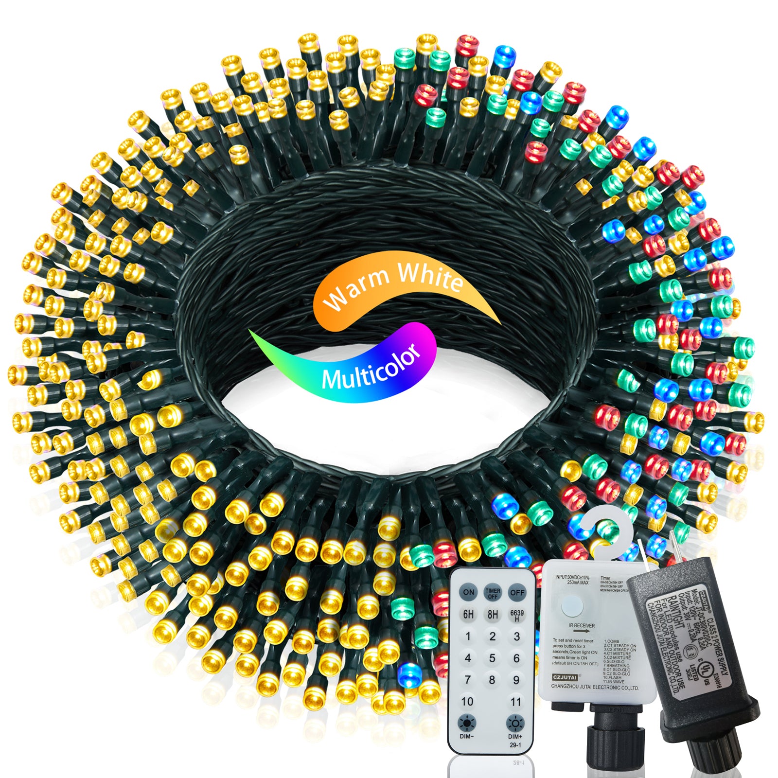 Christmas Lights Outdoor, 197 FT 580 LED Christmas Decorations Lights/Waterproof String Fairy Lights Plug in with 8 Modes and Timer Lights for Door/Yard/Party/Christmas Decor