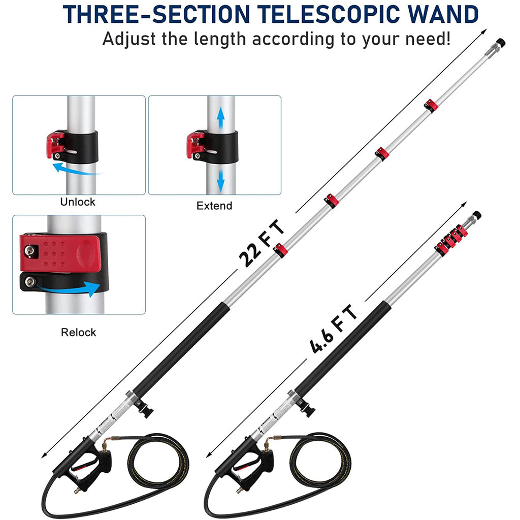 24FT high pressure washer telescopic gun