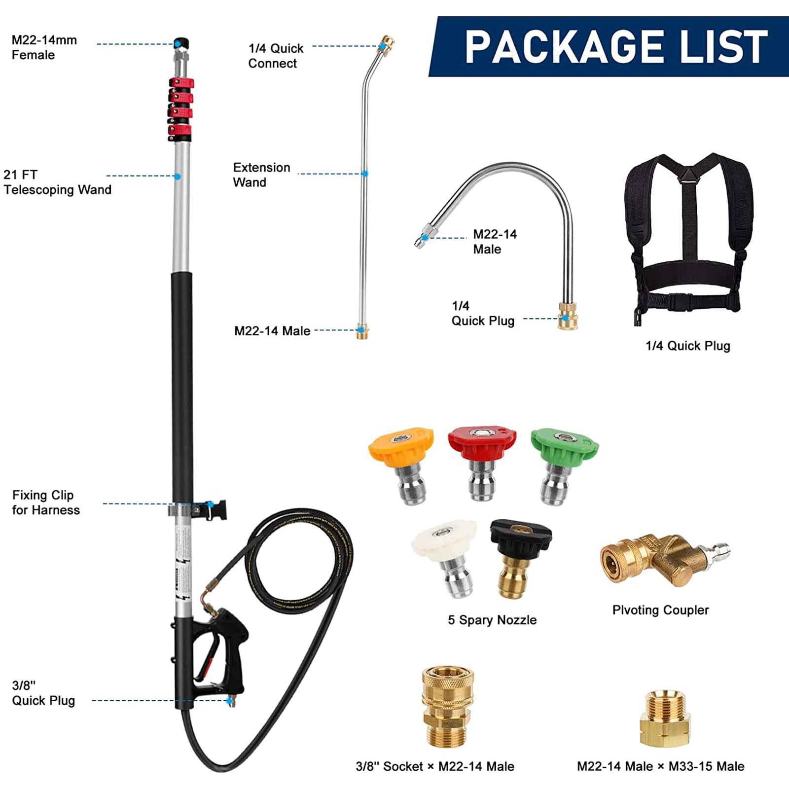 24FT high pressure washer telescopic gun