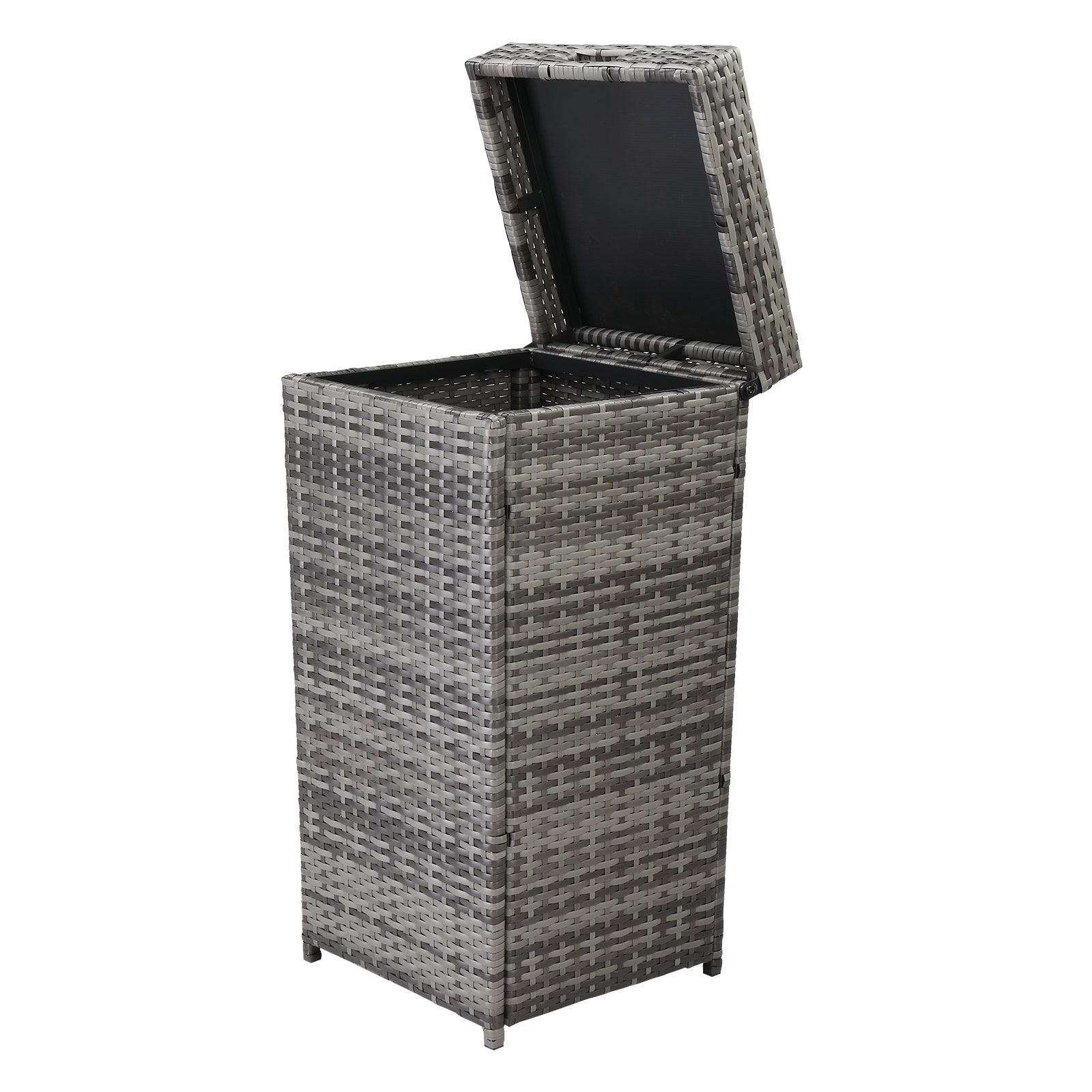 With Top Cover Iron Frame Rattan Trash Can Gary Gradient
