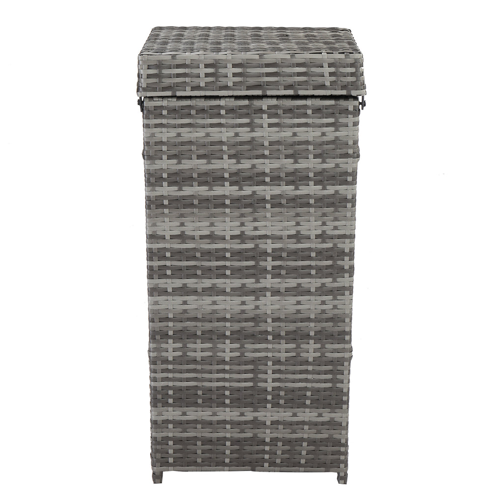 With Top Cover Iron Frame Rattan Trash Can Gary Gradient