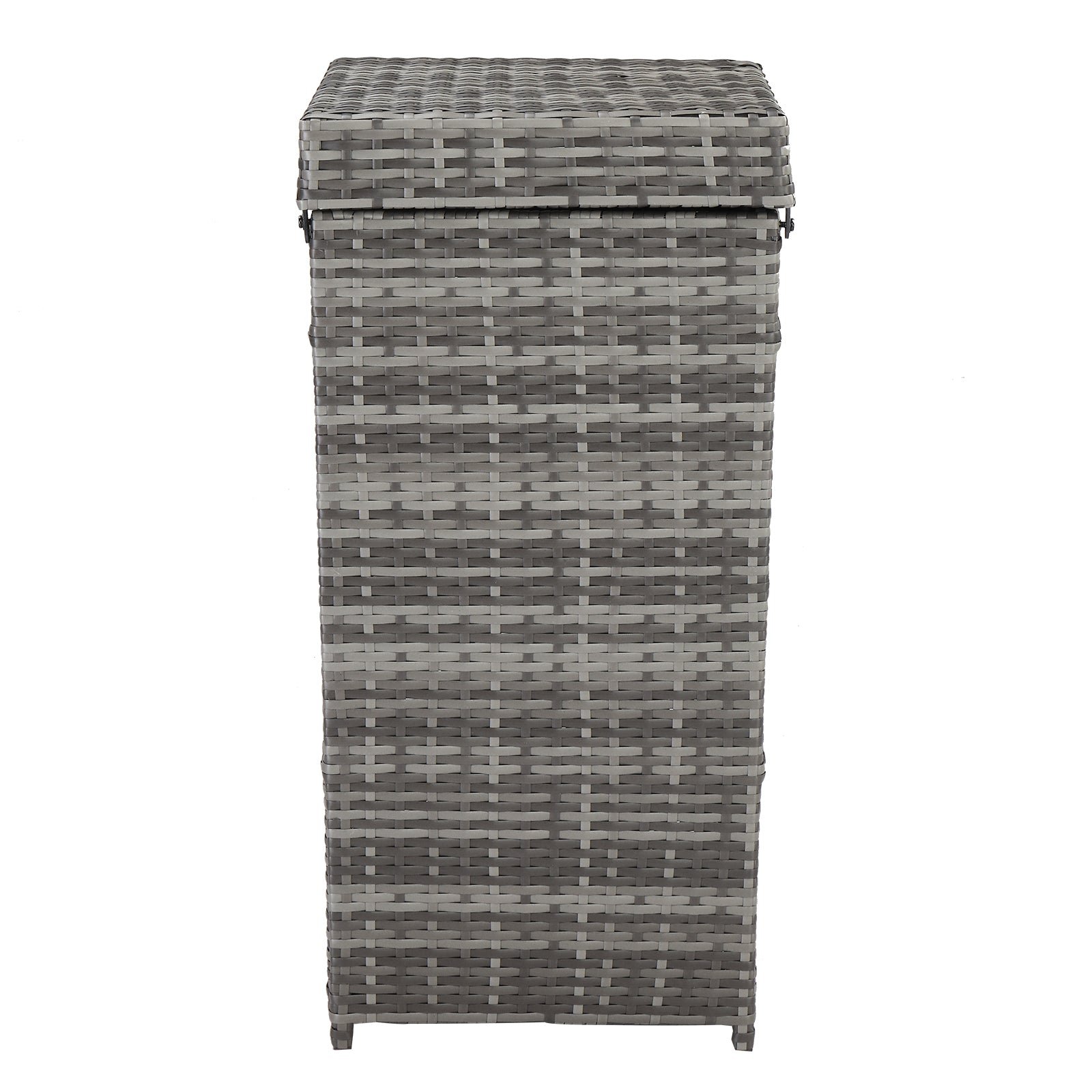 With Top Cover Iron Frame Rattan Trash Can Gary Gradient