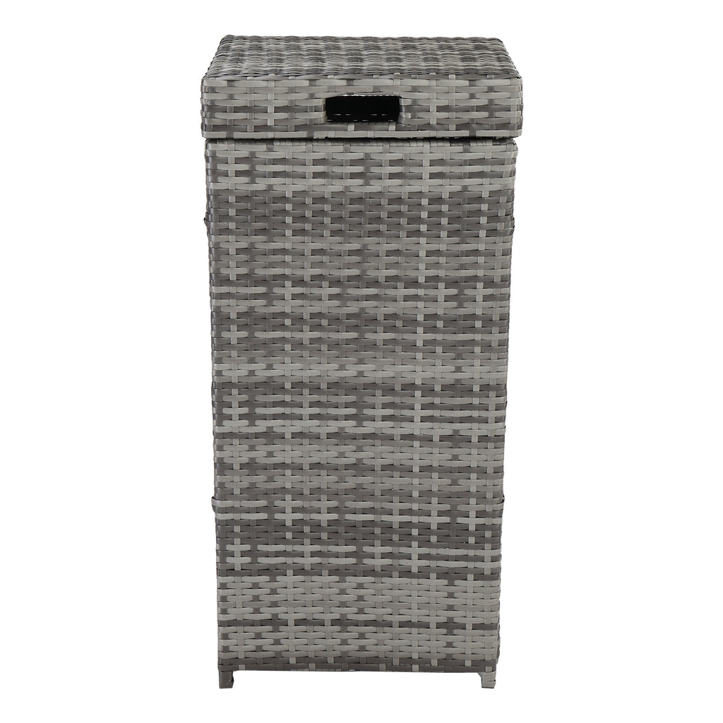 With Top Cover Iron Frame Rattan Trash Can Gary Gradient