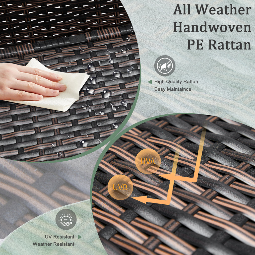 Outdoor PE Wicker Side Table with Storage, Small Patio Storage Bin Container for Hose Cushion Towel, Brown（SAME AS 46755449）
