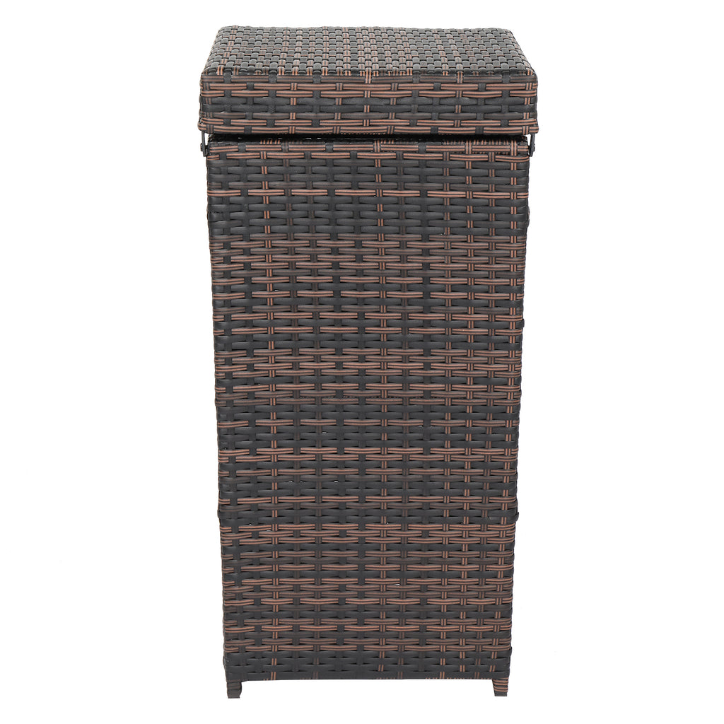 With Top Cover Iron Frame Rattan Trash Can Brown Gradient