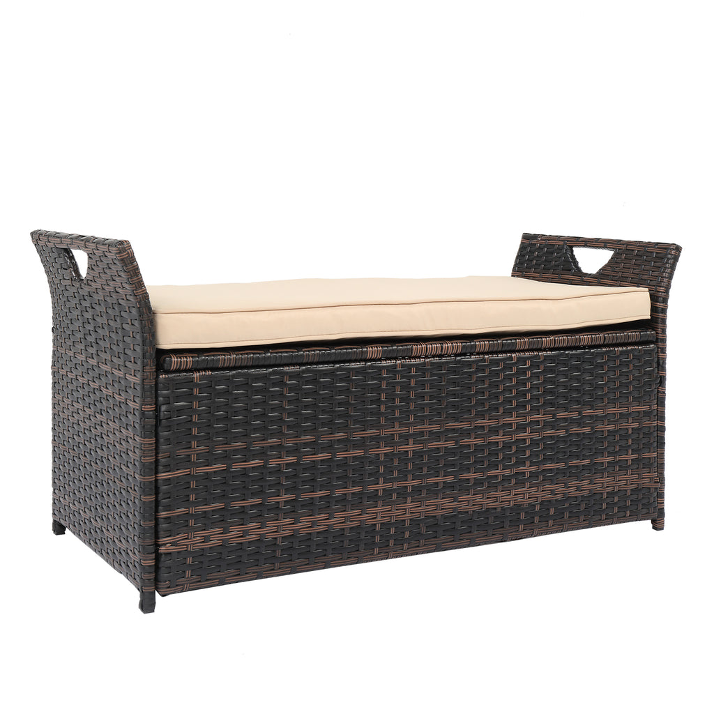 106*52*46cm Iron Frame Can Accommodate Brown Gradient Footstool Locker Rattan Locker