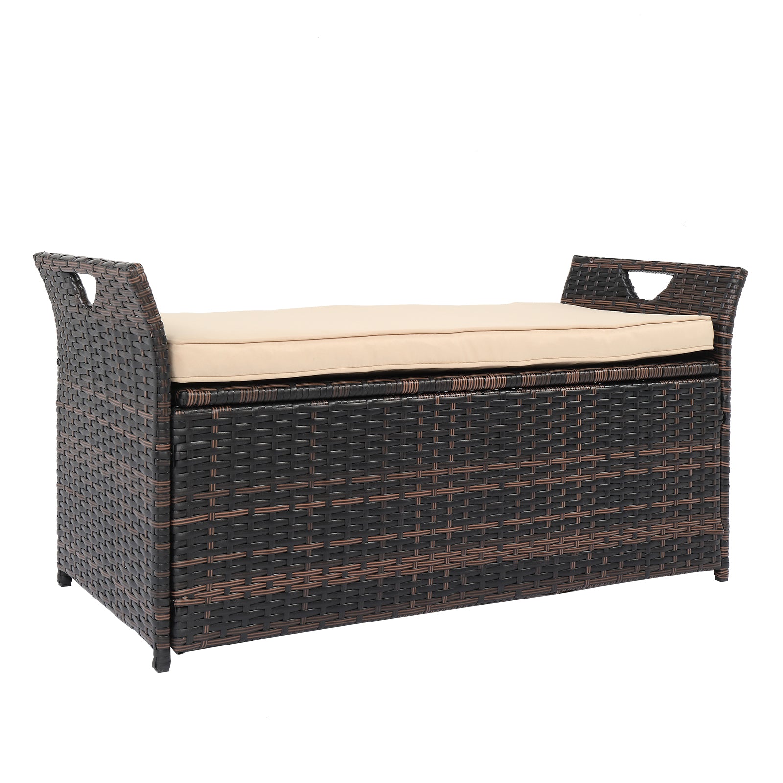106*52*46cm Iron Frame Can Accommodate Brown Gradient Footstool Locker Rattan Locker