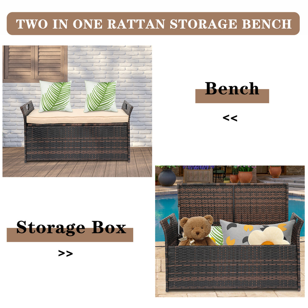 106*52*46cm Iron Frame Can Accommodate Brown Gradient Footstool Locker Rattan Locker