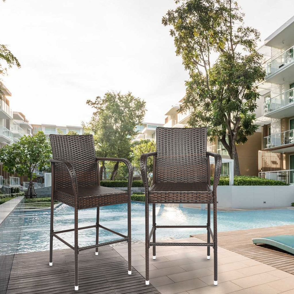 2pcs High Bar Chair Brown Gradient