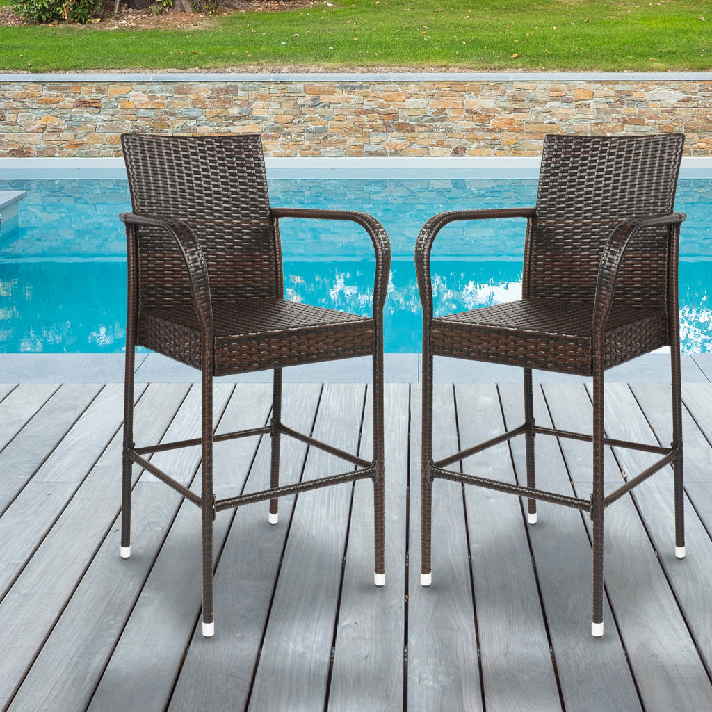2pcs High Bar Chair Brown Gradient