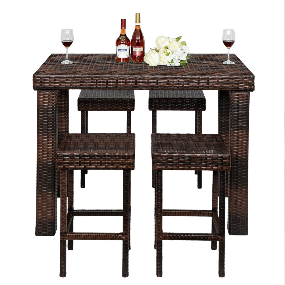 Bar Stool-Table and Chair Set of 4 Brown Gradient（Only 4 bar chairs included）