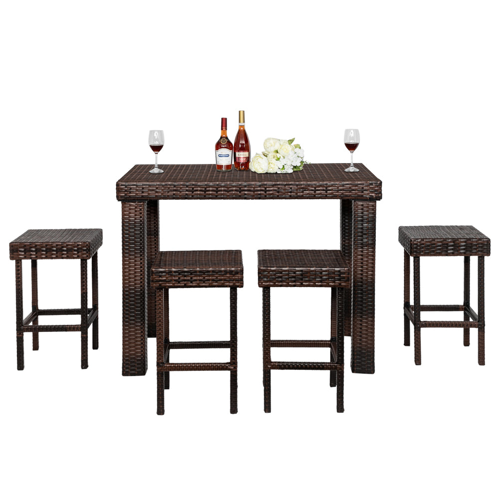Bar Stool-Table and Chair Set of 4 Brown Gradient（Only 4 bar chairs included）