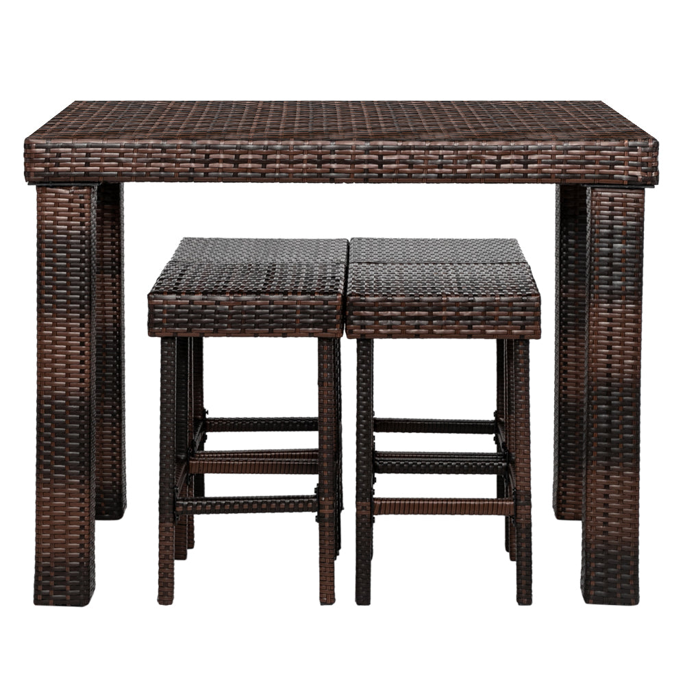 Bar Stool-Table and Chair Set of 4 Brown Gradient（Only 4 bar chairs included）