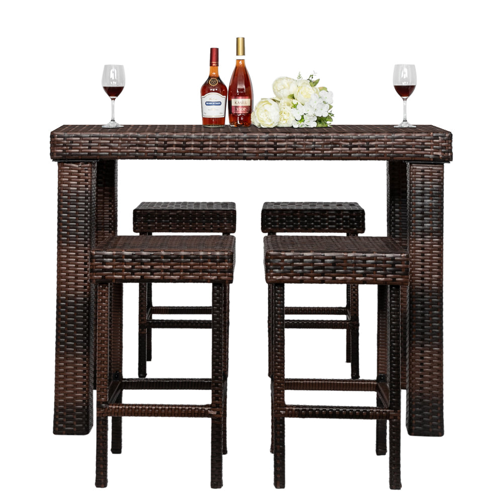 Bar Stool-Table and Chair Set of 4 Brown Gradient（Only 4 bar chairs included）