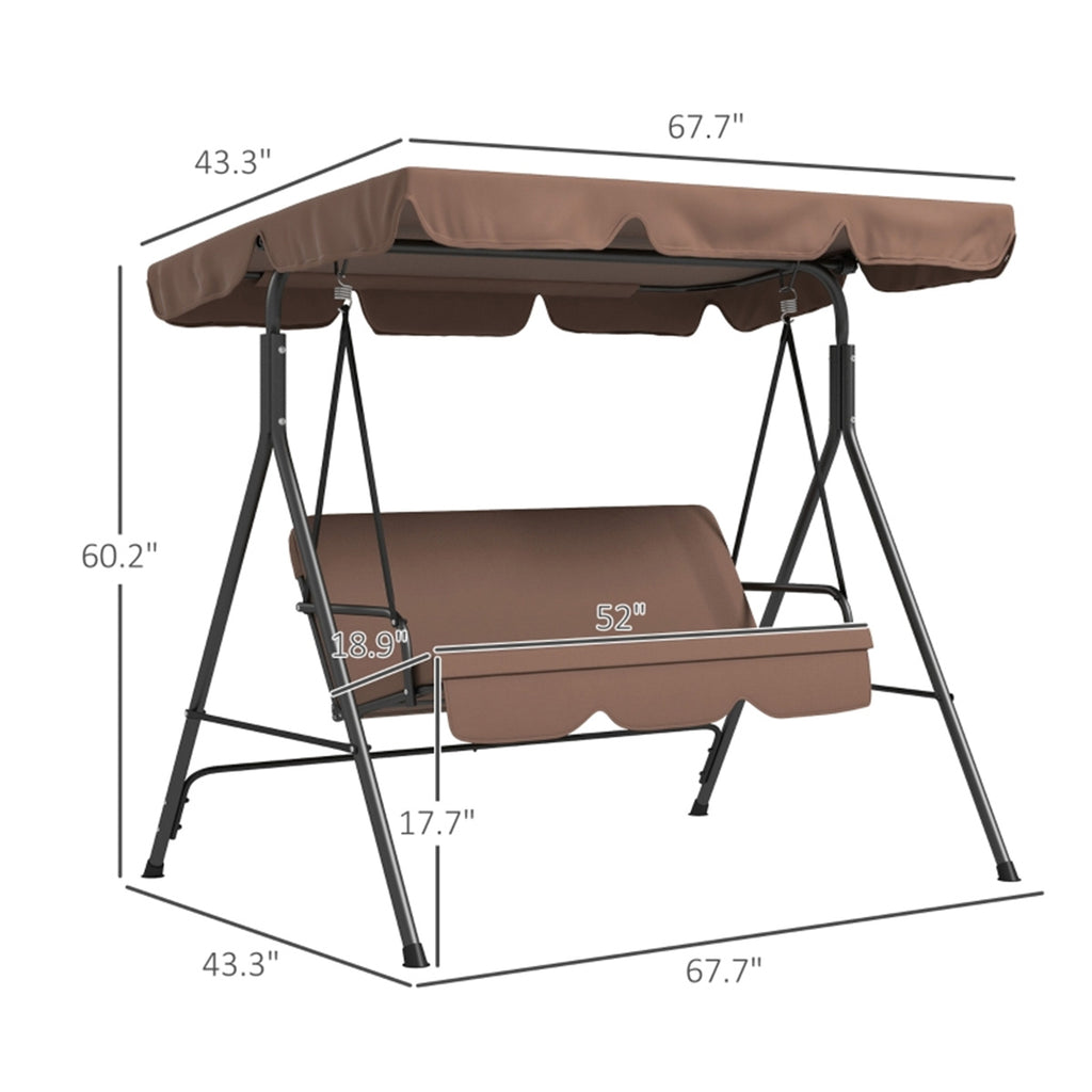 3-Seat Outdoor Patio Swing Chair-Brown  ( Amazon Shipping)（ Prohibited by WalMart ）