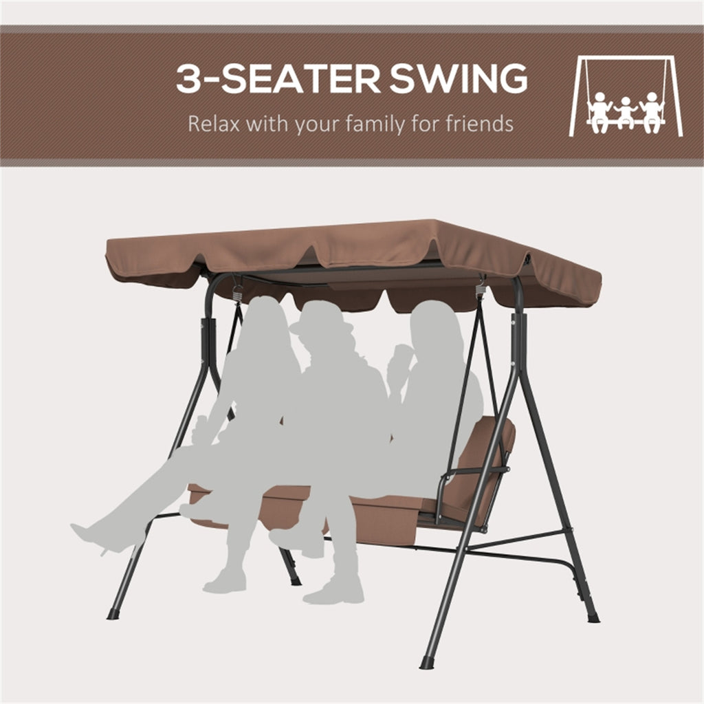 3-Seat Outdoor Patio Swing Chair-Brown  ( Amazon Shipping)（ Prohibited by WalMart ）