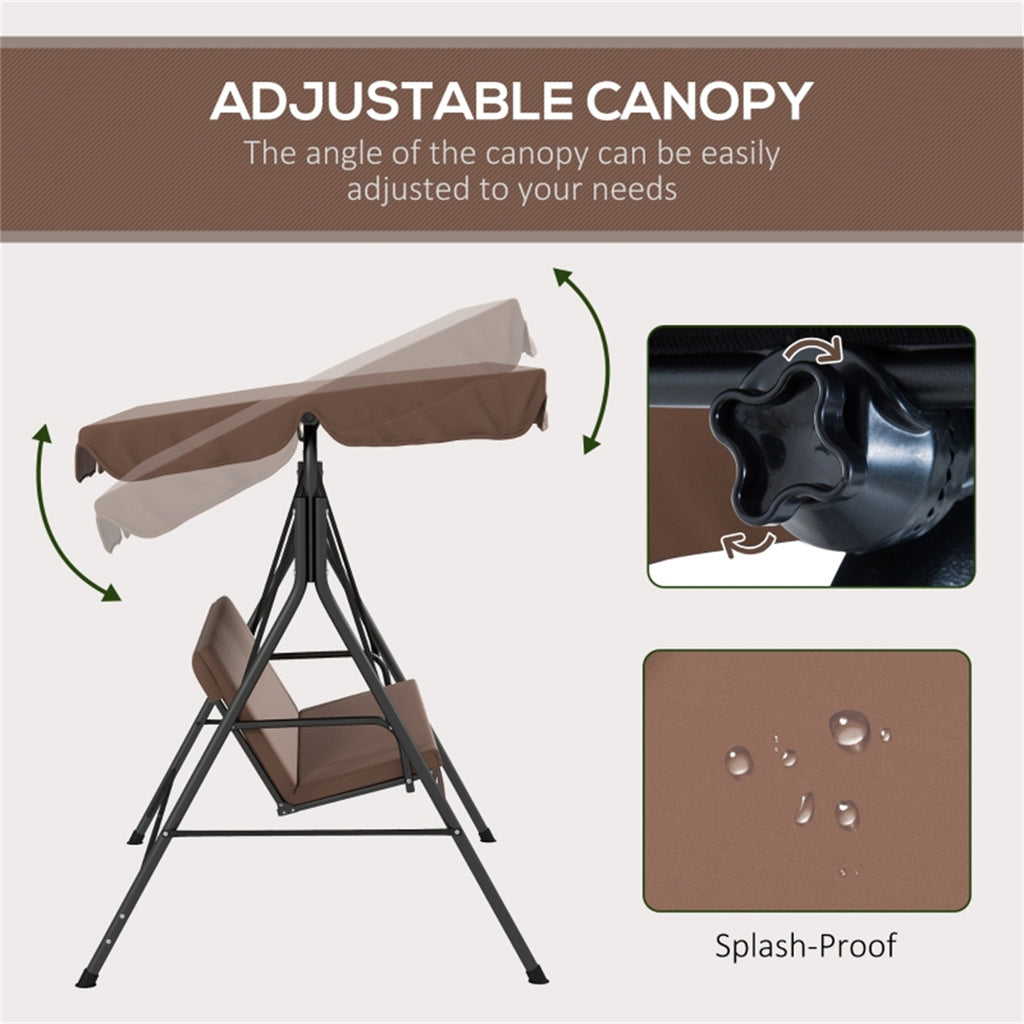 3-Seat Outdoor Patio Swing Chair-Brown  ( Amazon Shipping)（ Prohibited by WalMart ）