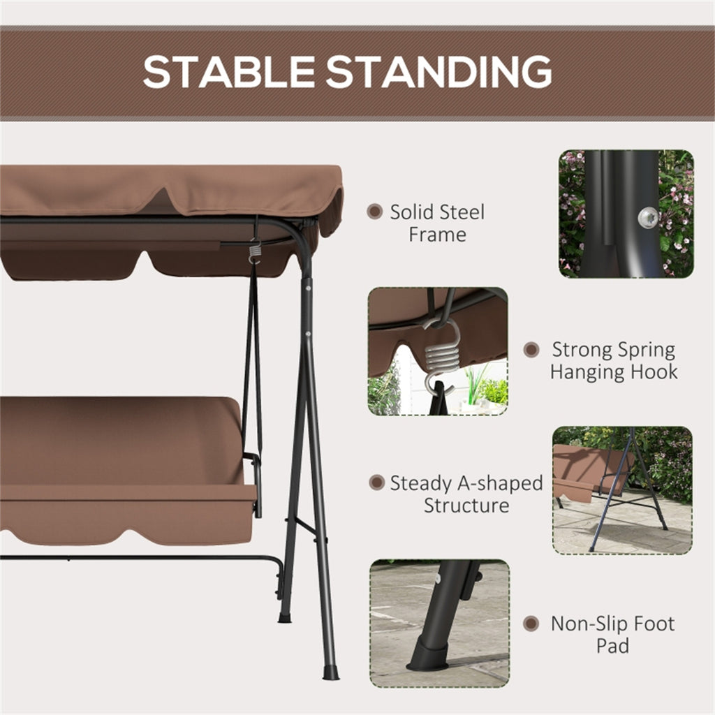 3-Seat Outdoor Patio Swing Chair-Brown  ( Amazon Shipping)（ Prohibited by WalMart ）
