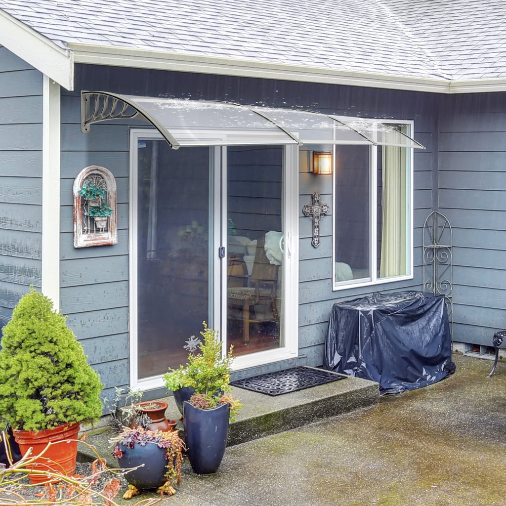 [Same Code：87756300]HT-300 x 100 Household Application Door & Window Rain Cover Eaves Transparent Board & Gray Holder