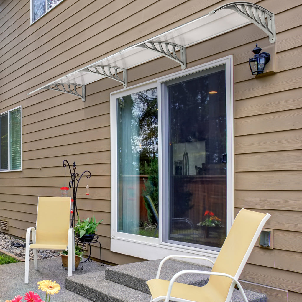 [Same Code：87756300]HT-300 x 100 Household Application Door & Window Rain Cover Eaves Transparent Board & Gray Holder