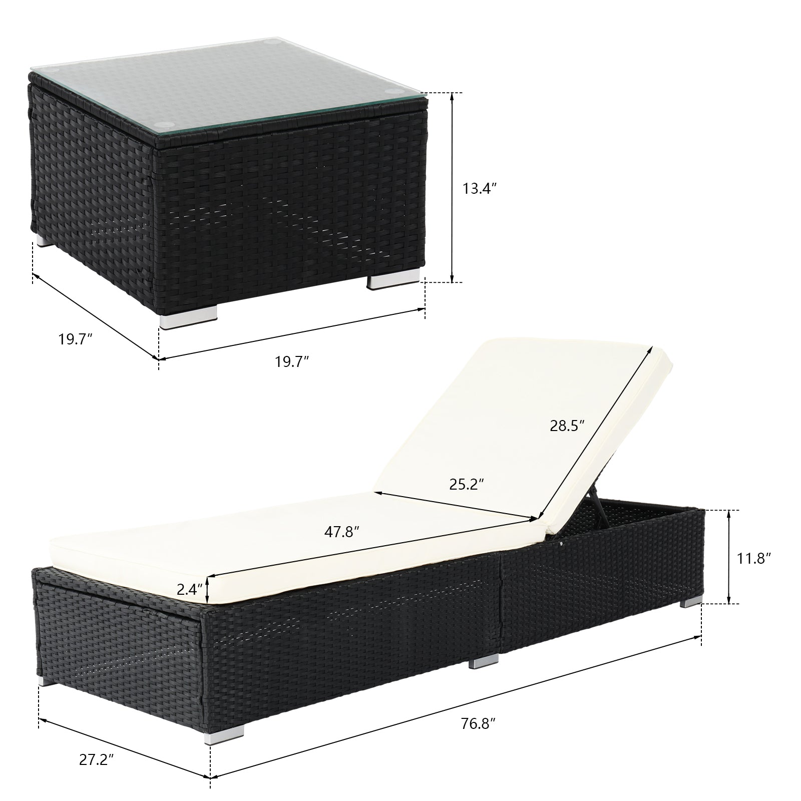 Three-Piece Flat Bed Black Four-Wire