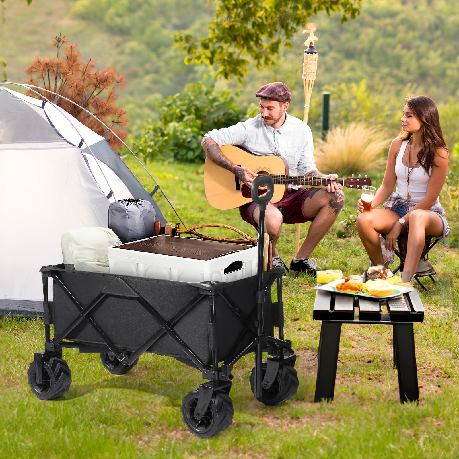 42*22*36inch Black  Garden Folding Cart