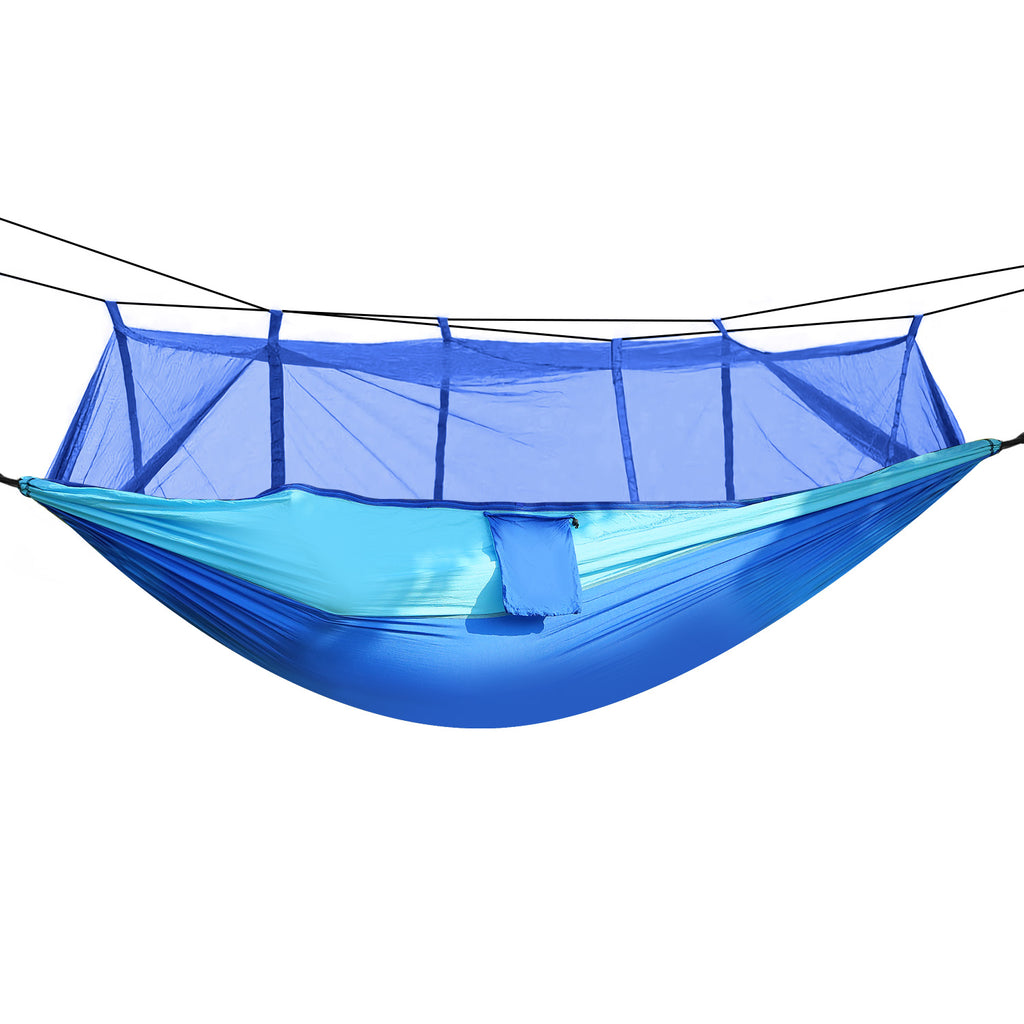 Camping Hammock, Portable Double Hammock with Net,600lbs Load 2 Persons Hammock w/Mosquito Net Outdoor Hiking Camping Hommock Portable Nylon Swing Hanging Bed w/ Strap Hook Carry Bag