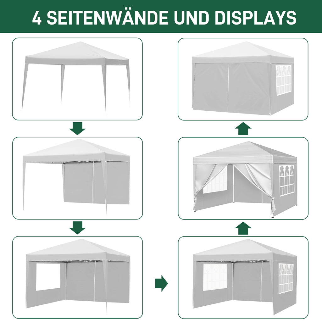 3 x 3m Two Doors & Two Windows Practical Waterproof Right-Angle Folding Tent White