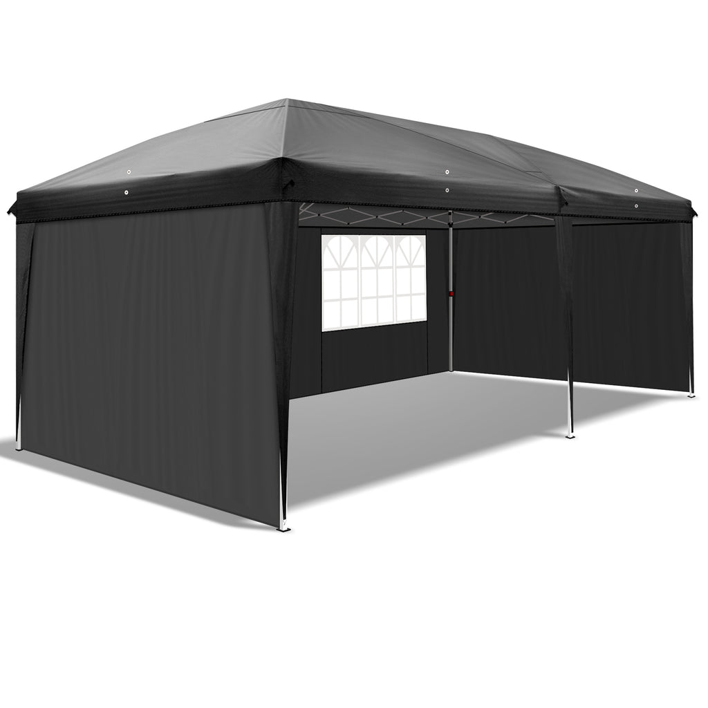 3 x 6m Four Windows Practical Waterproof Folding Tent Black