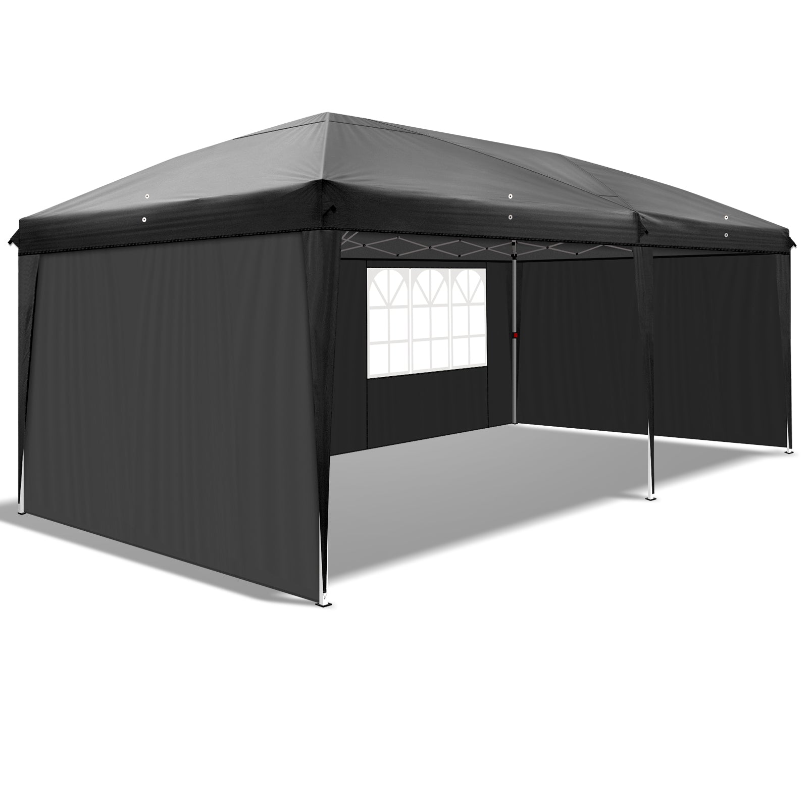 3 x 6m Four Windows Practical Waterproof Folding Tent Black