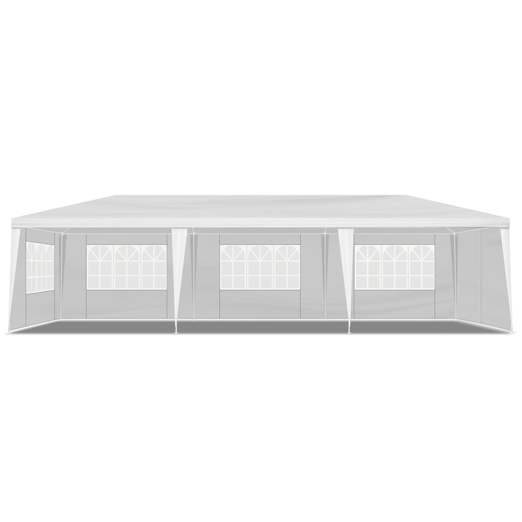 10'x30' Outdoor Party Tent with 8 Removable Sidewalls, Waterproof Canopy Patio Wedding Gazebo, White