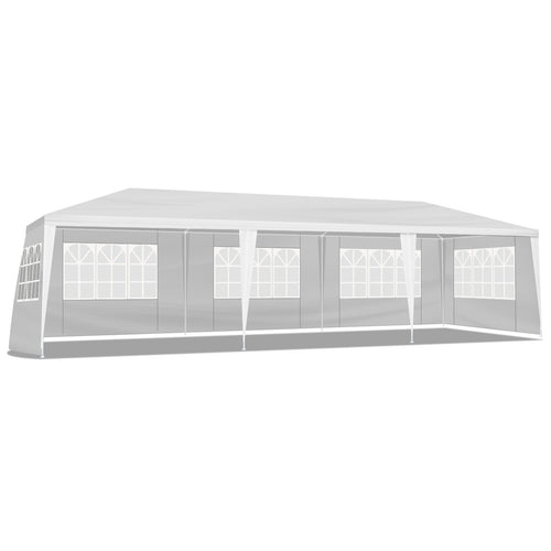 10'x30' Outdoor Party Tent with 8 Removable Sidewalls, Waterproof Canopy Patio Wedding Gazebo, White
