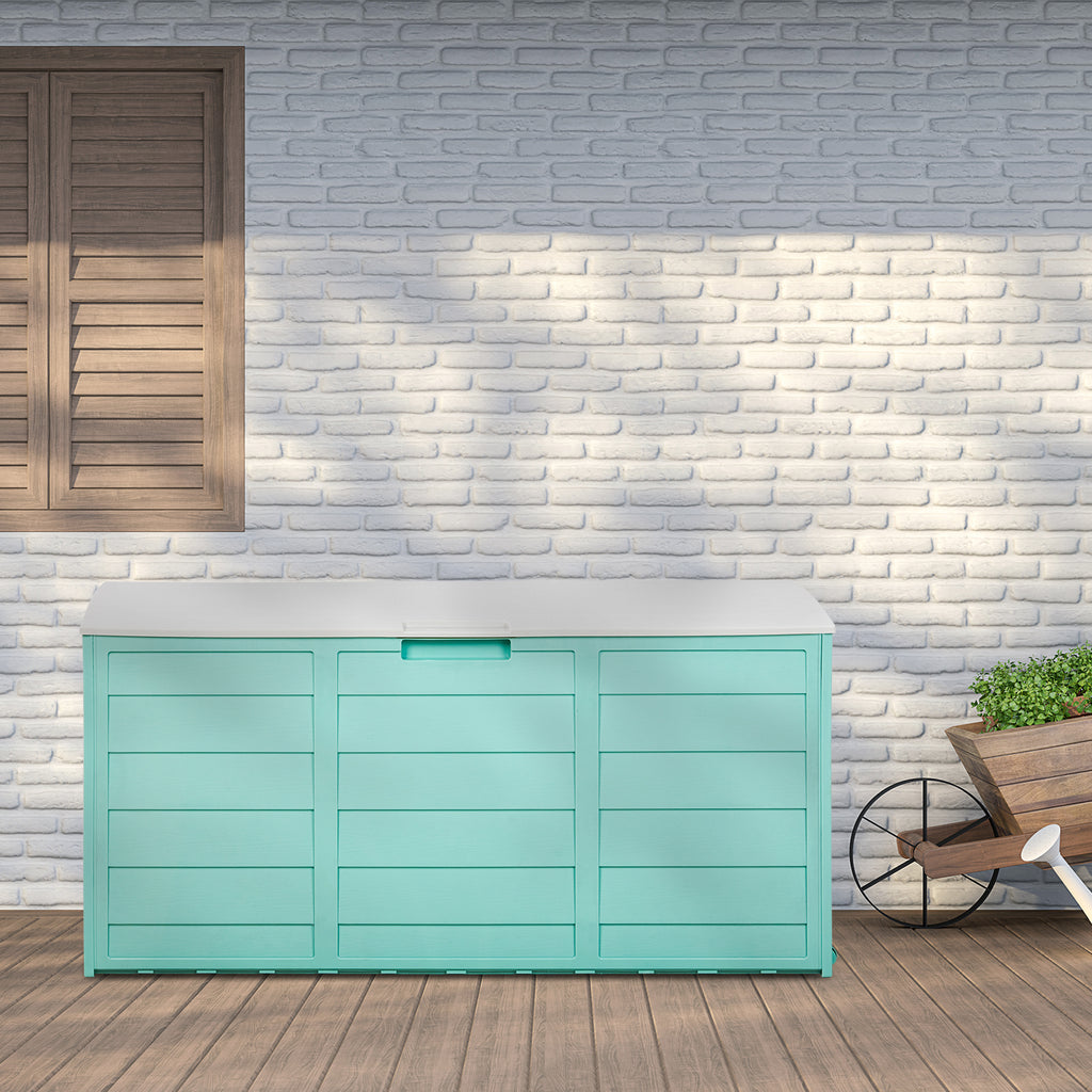 75gal 280L Outdoor Garden Plastic Storage Deck Box Chest Tools Cushions Toys Lockable Seat